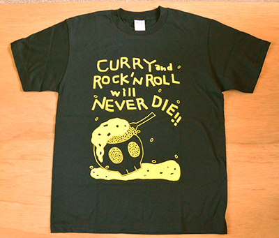 画像1: かわいしのぶ　『Tシャツ　☆CURRY and ROCK'N ROLL will NEVER DIE!!－ネイビー』
